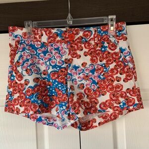 Tracy Negoshian Colorful (red/pink/blue/white) Cotton Print Womens Short, Size 4